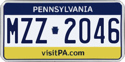 PA license plate MZZ2046