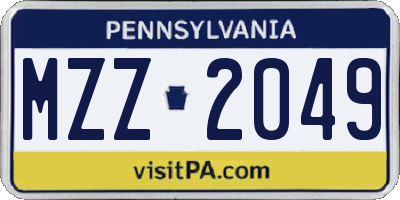 PA license plate MZZ2049