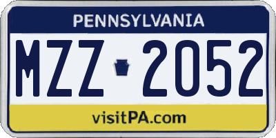 PA license plate MZZ2052
