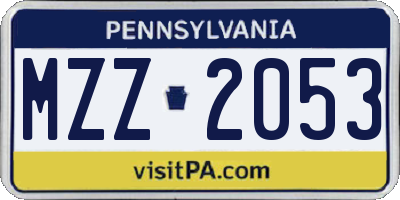 PA license plate MZZ2053