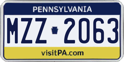 PA license plate MZZ2063
