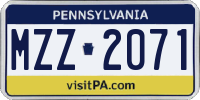 PA license plate MZZ2071
