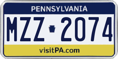 PA license plate MZZ2074