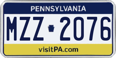 PA license plate MZZ2076