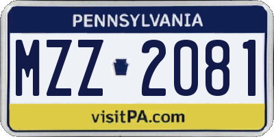 PA license plate MZZ2081