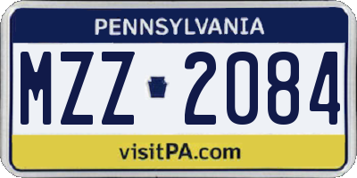 PA license plate MZZ2084