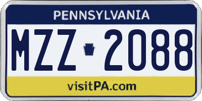 PA license plate MZZ2088