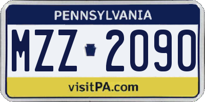 PA license plate MZZ2090