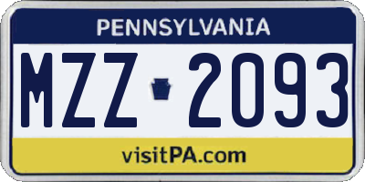 PA license plate MZZ2093