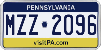 PA license plate MZZ2096