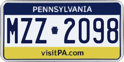 PA license plate MZZ2098