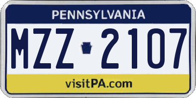 PA license plate MZZ2107