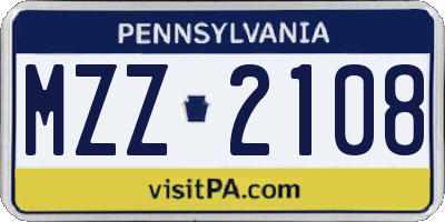PA license plate MZZ2108