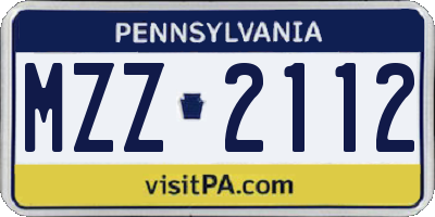 PA license plate MZZ2112