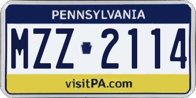 PA license plate MZZ2114