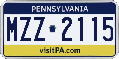 PA license plate MZZ2115