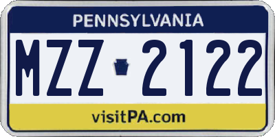 PA license plate MZZ2122