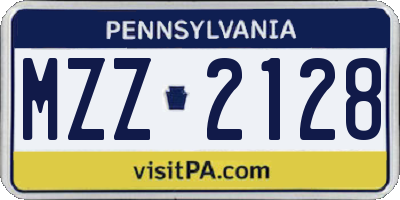 PA license plate MZZ2128