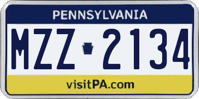PA license plate MZZ2134