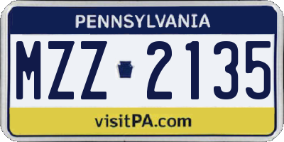 PA license plate MZZ2135