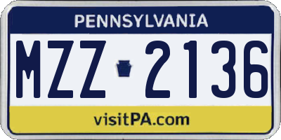 PA license plate MZZ2136