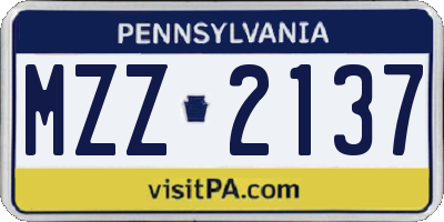PA license plate MZZ2137