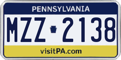 PA license plate MZZ2138
