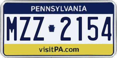 PA license plate MZZ2154