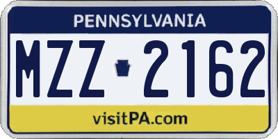 PA license plate MZZ2162