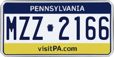 PA license plate MZZ2166