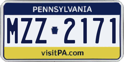 PA license plate MZZ2171