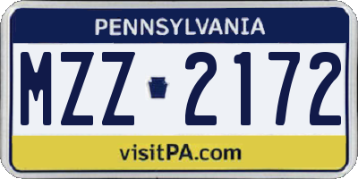 PA license plate MZZ2172