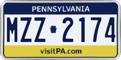 PA license plate MZZ2174