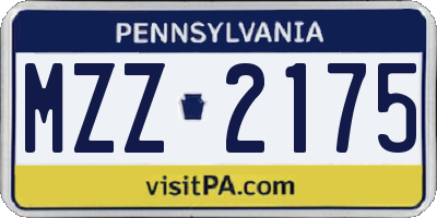 PA license plate MZZ2175