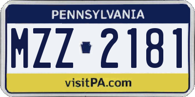 PA license plate MZZ2181