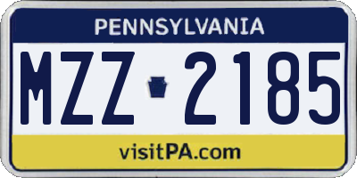 PA license plate MZZ2185