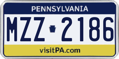 PA license plate MZZ2186