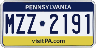 PA license plate MZZ2191