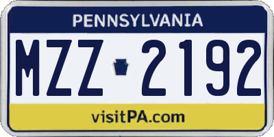 PA license plate MZZ2192