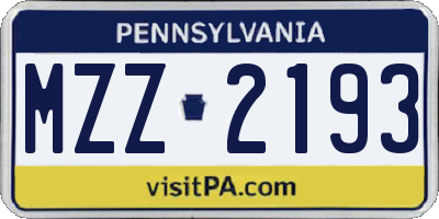 PA license plate MZZ2193