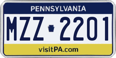 PA license plate MZZ2201