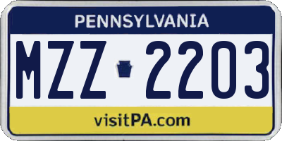 PA license plate MZZ2203