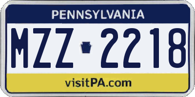 PA license plate MZZ2218