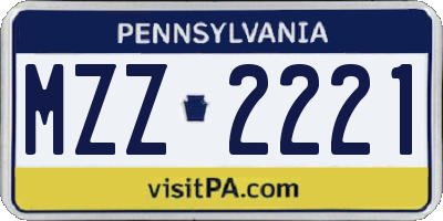 PA license plate MZZ2221