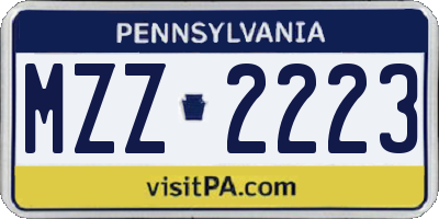 PA license plate MZZ2223