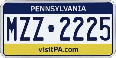 PA license plate MZZ2225