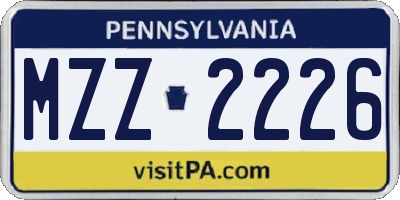 PA license plate MZZ2226