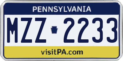 PA license plate MZZ2233