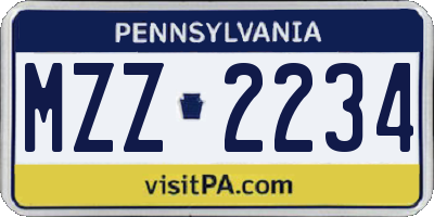 PA license plate MZZ2234
