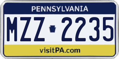PA license plate MZZ2235